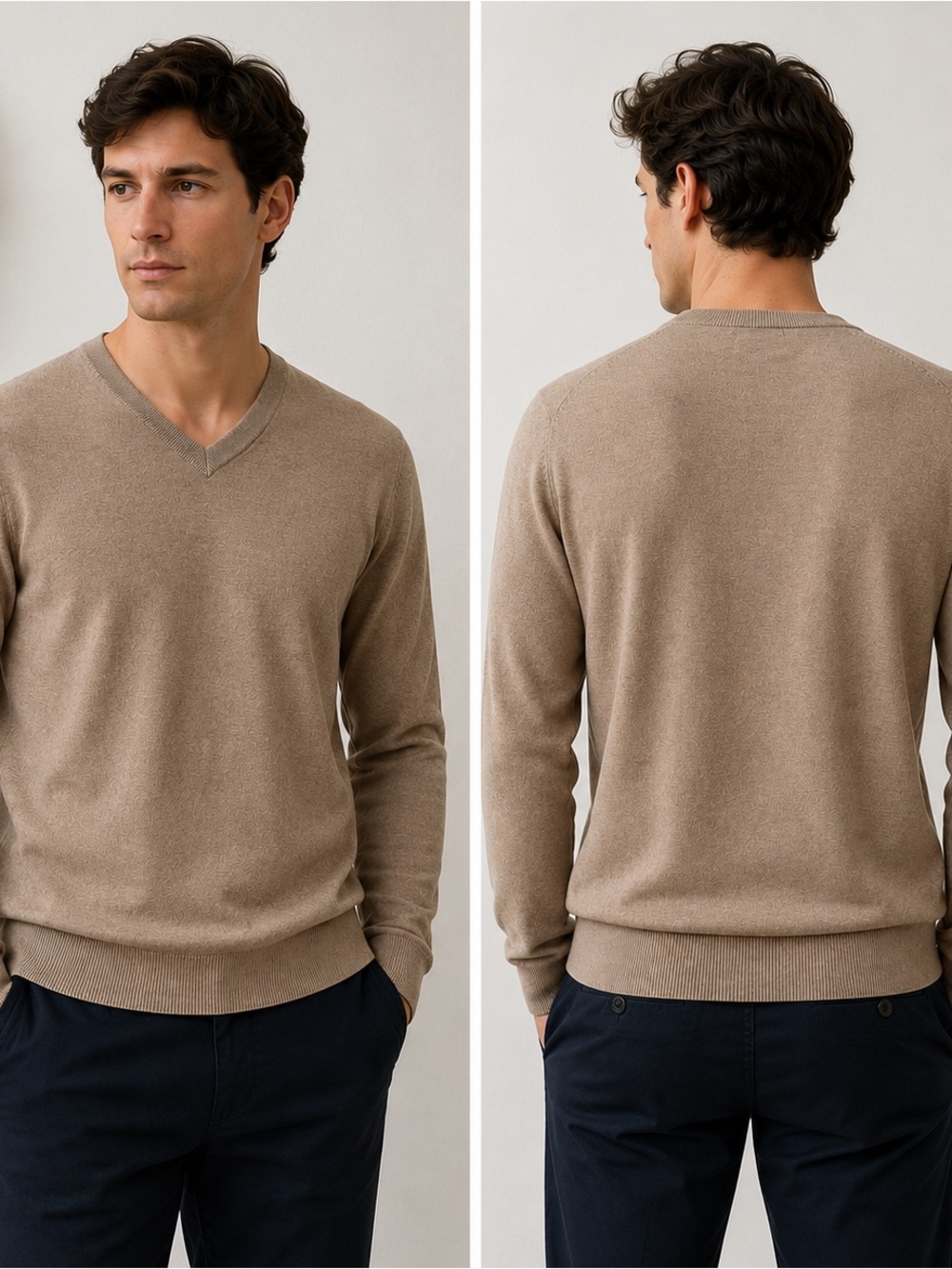 Old Navy Men's V-Neck Sweater in Taupe